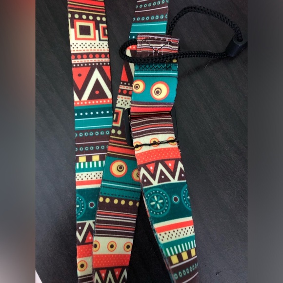 Lanyard (Green-Orange) Chevron Multicolored beautiful with Hook For ID or Keys - Picture 3 of 7